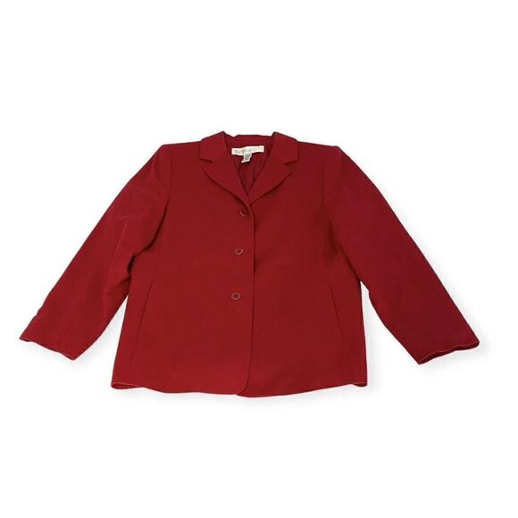 Vntg Valerie Stevens Red Wool Cashmere Button Front Blazer Coat Size 10 - Picture 4 of 12